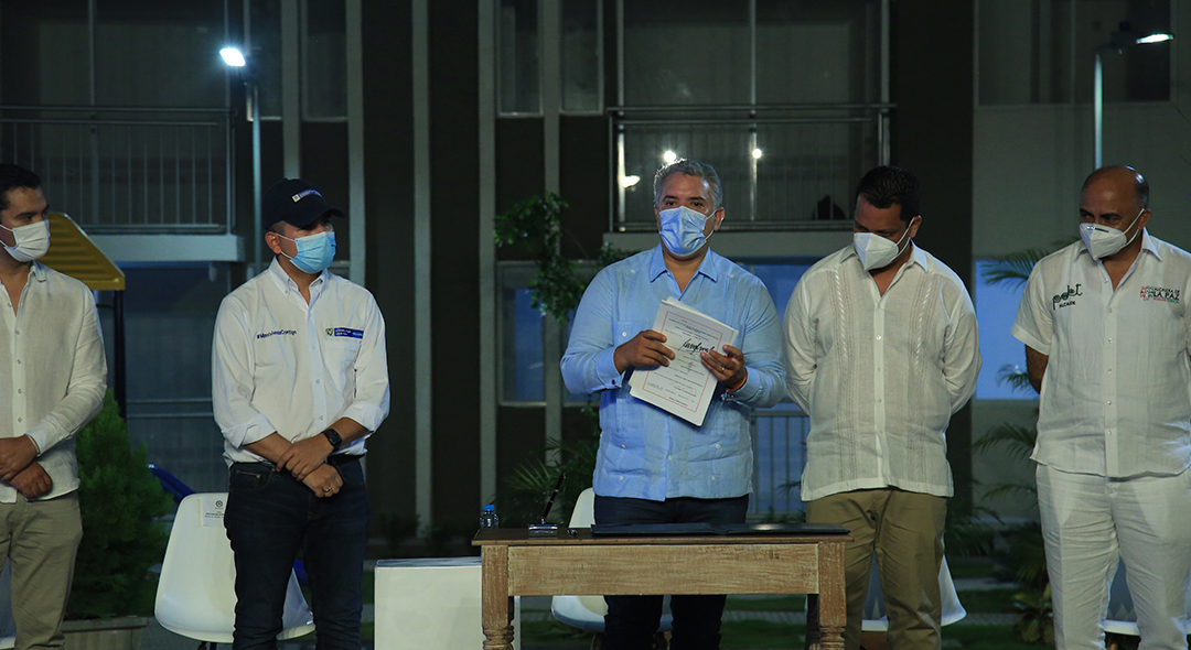 Presidente Iván Duque durante la firma de la Ley de Vivienda y Hábitat en Valledupar. Foto: Ximena Garzón. (MVCT) 