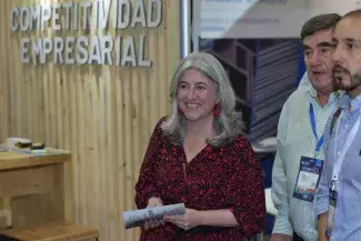 La ministra Catalina Velasco durante el congreso de Camacol, en el cual destacó que para el Gobierno Nacional el sector edificador es fundamental y también tiene estrecha relación con el agua. Foto: Dania Asprilla (MVCT). 