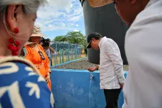 En Uribia se reunieron actores estratégicos que intervendrán los sistemas de abastecimiento de agua potable, para responder a las necesidades de cobertura del pueblo wayuu. Fotos: Sharon Durán (MVCT).