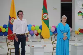 La ministra Catalina Velasco entregó el centro de desarrollo infantil, que atenderá a 160 niñas y niños de 0 a 5 años, y un colegio que cuenta con cupos para 960 estudiantes. Fotos: Dania Asprilla (MVCT).
